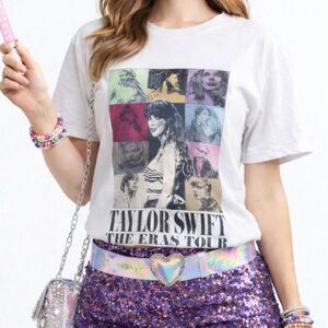 Taylor Swift Eras Concert Exclusive white Tour T-shirt top tee shirt Swifty swag
